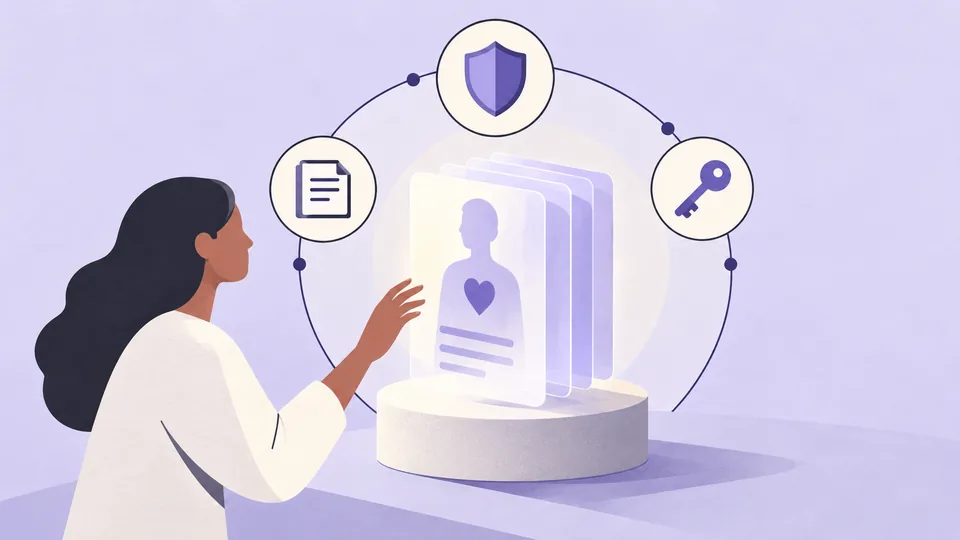 Conceptual illustration: HealthTech UX Design: Designing Clear and Trustworthy Patient Experiences