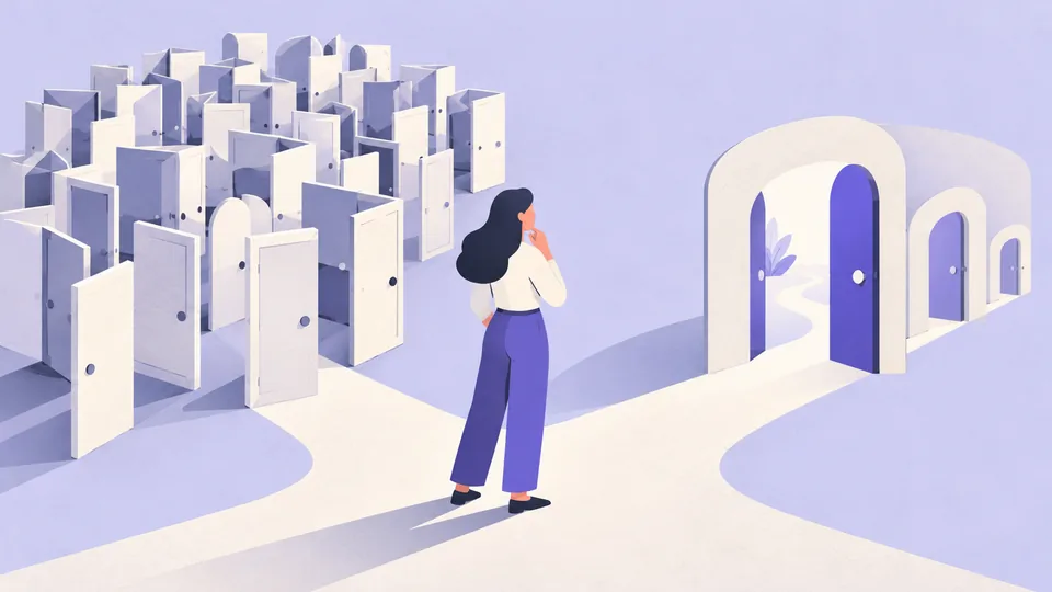 Conceptual illustration: Hick's Law in UX: Why More Choices Can Hurt Conversion