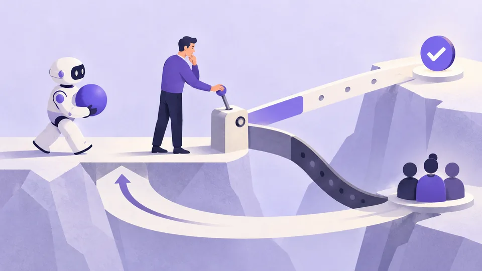 Conceptual illustration: Human-in-the-Loop UX: When Should AI Ask for Approval?