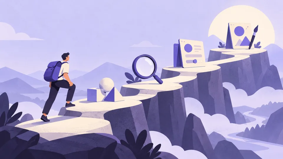 Conceptual illustration: Product Design Roadmap: From Beginner to Senior