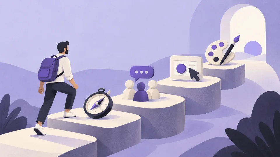 رسم توضيحي مفاهيمي: كورس UX بالعربي: ماذا يجب أن تتعلم؟